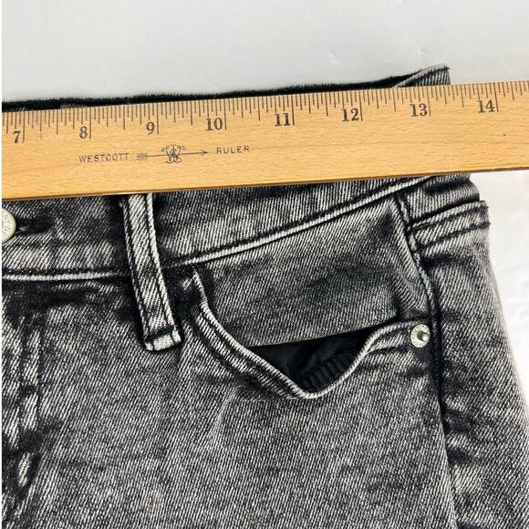 NY&Co Soho Sz 4 Ankle Legging Jeans Black Acid Washed Denim Frayed Raw Cut Hem - Picture 9 of 11